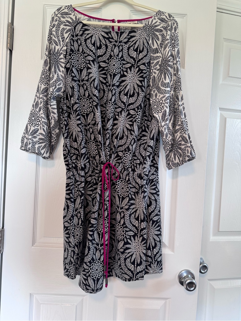 Hatley Black, White & Pink Floral Dress with drawstring waist XL